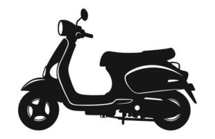 un moto scooter vector negro silueta aislado en un blanco antecedentes