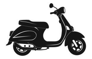 A Motorbike Scooter Vector black Silhouette isolated on a white background