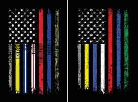 First Responders With American Flag Design vector