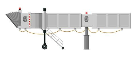 aero puente o pasarela. telescópico escalera para aeropuerto. rampa, puerta, puente aéreo. aeropuerto terminal servicios. vector ilustración en plano estilo