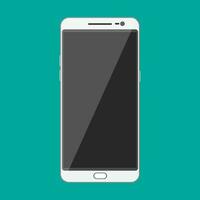 White modern touch screen smartphone. vector illustration in flat style on green background