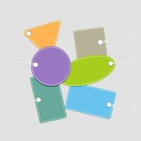 Empty Retro Colorful Labels with Strings Isolated on light Background. vector illustration