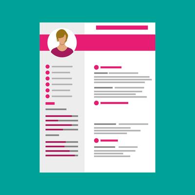 Human resources management concept, searching professional staff, work. Resume template. Vector illustration in flat style