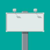 Empty big board or billboard with lamp. Blank mockup. Marketing and advertisement. Vector illustration in flat style