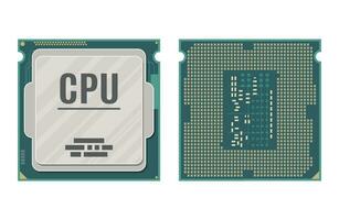 Computer processor isolated on white. PC hardware. Components for personal computer. CPU icon. Vector illustration in flat style