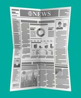 Daily newspaper in black and white. News journal design. Pages with various headlines, images, quotes, text and articles. Media, journalism and press. Vector illustration in flat style.