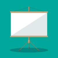 Empty Projection screen, Presentation board, vector illustration in flat style on green background