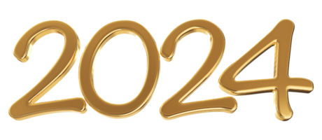 2024 content Nouveau année - 3d nombre png