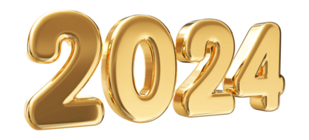 2024 contento nuevo año - 3d número png