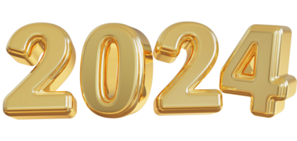 2024 content Nouveau année - 3d nombre png