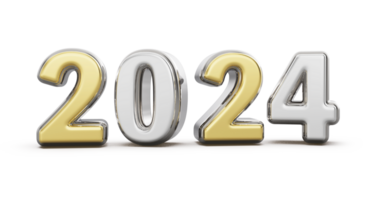 2024 content Nouveau année - 3d nombre png