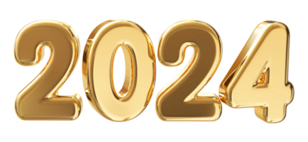 2024 contento nuevo año - 3d número png