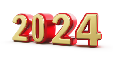 2024 contento nuovo anno - 3d numero png