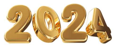 2024 content Nouveau année - 3d nombre png