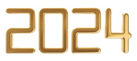 2024 content Nouveau année - 3d nombre png