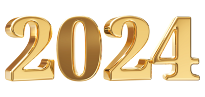 2024 Happy New Year - 3D Number png