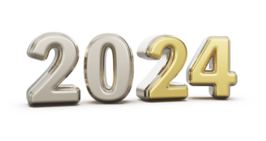 2024 contento nuevo año - 3d número png