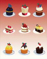 set of cupcakes, fairy cakes. eps10 vector illustration. Set of 3d realistic vector icons