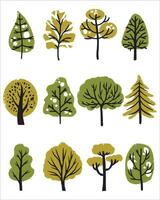 Isolated cartoon tree or green leaf icon. tree collection. Vector stock illustration. EPS 10