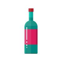 glass bottle of wine. Vector illustration in flat style