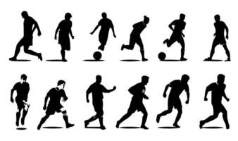 Silhouettes of soccer players on white background. Vector illustration.