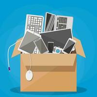 Modern Devices in Cardboard Box vector