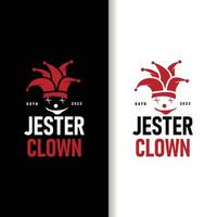 Simple illustration template jester hat logo minimalist joker clown design vector