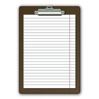 Realistic brown leather tablet with paper with shadow isolated on white background. vector illustration