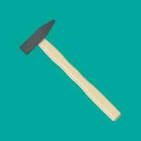 Carpenter hammer. Hammer tool with wooden handle. vector illustration in flat style