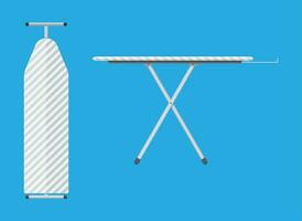 folded and unfolded ironing board Icon, Ironing board with stripe pattern. vector illustration in flat style on blue background
