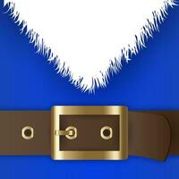 Blue santa claus suit, leather belt with gold buckle, white beard, concept for greeting or postal card, vector illustration