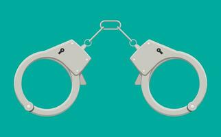 Modern metal handcuffs. Vector illustration in flat style