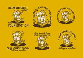 Calm yourself down hold your emotion. Character design of tnt dynamite in meditation pose vector