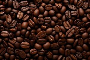 AI generated Coffee beans top view background by Generative AI photo