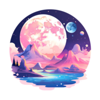 AI generated The Moon Artistic Style Cartoon Style Illustration No Background Perfect for Print on Demand Merchandise png