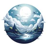 AI generated The Moon Artistic Style Cartoon Style Illustration No Background Perfect for Print on Demand Merchandise png