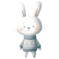 AI generated Rabbit dressed in a cozy, long-sleeved sweater decorated with stars png