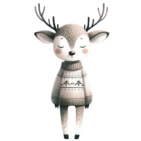 AI generated Reindeer dressed in a cozy, long-sleeved sweater decorated with stars png