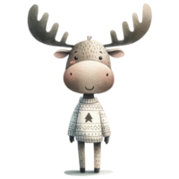AI generated Moose dressed in a cozy, long-sleeved sweater decorated with stars png