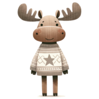 AI generated Moose dressed in a cozy, long-sleeved sweater decorated with stars png