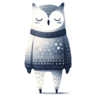 AI generated Owl dressed in a cozy, long-sleeved sweater decorated with stars png