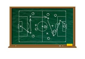 Chalk board with football game field. tacticts strategy and scheme. vector illustration on white background