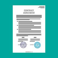 Contract agreement paper blank with seal. Vector illustration in flat style