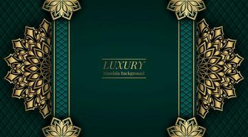 luxury green background, with gold mandala vector