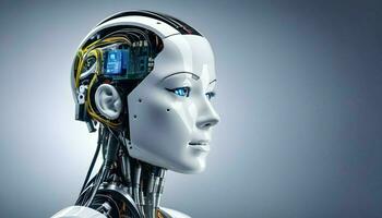 AI generated 3D mechanical brain robot computer memory photo