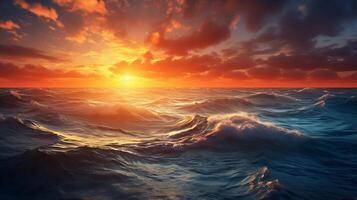AI generated reality photo of the sun rising over the sea, a very stunning view