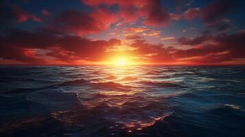 AI generated reality photo of the sun rising over the sea, a very stunning view