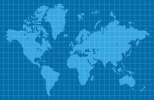 Blue world map. Cartography and geography. Vector illustration