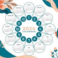 2024 mano dibujado nuevo año calendario vector