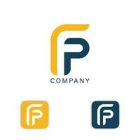 FP letter mark logo design with negative space vector